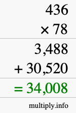 How to calculate 436 times 78 using long multiplication