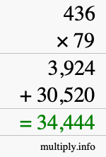 How to calculate 436 times 79 using long multiplication