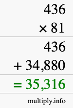 How to calculate 436 times 81 using long multiplication
