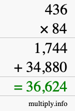 How to calculate 436 times 84 using long multiplication