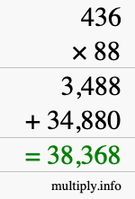How to calculate 436 times 88 using long multiplication
