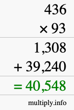 How to calculate 436 times 93 using long multiplication How to calculate 436 times 93 using long multiplication