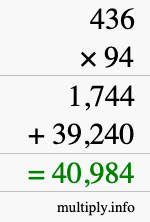 How to calculate 436 times 94 using long multiplication