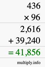 How to calculate 436 times 96 using long multiplication