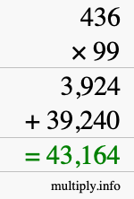 How to calculate 436 times 99 using long multiplication