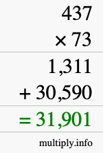 How to calculate 437 times 73 using long multiplication
