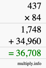 How to calculate 437 times 84 using long multiplication