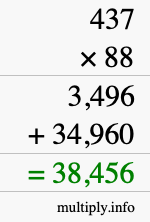 How to calculate 437 times 88 using long multiplication