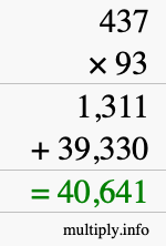 How to calculate 437 times 93 using long multiplication