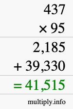 How to calculate 437 times 95 using long multiplication How to calculate 437 times 95 using long multiplication
