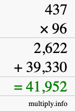 How to calculate 437 times 96 using long multiplication