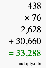 How to calculate 438 times 76 using long multiplication