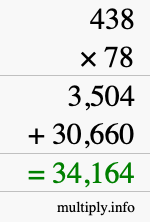 How to calculate 438 times 78 using long multiplication