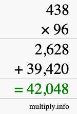 How to calculate 438 times 96 using long multiplication