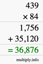 How to calculate 439 times 84 using long multiplication