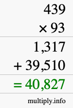 How to calculate 439 times 93 using long multiplication