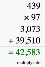 How to calculate 439 times 97 using long multiplication