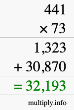 How to calculate 441 times 73 using long multiplication