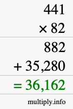 How to calculate 441 times 82 using long multiplication How to calculate 441 times 82 using long multiplication