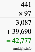 How to calculate 441 times 97 using long multiplication