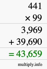 How to calculate 441 times 99 using long multiplication
