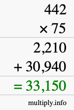 How to calculate 442 times 75 using long multiplication How to calculate 442 times 75 using long multiplication