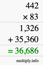 How to calculate 442 times 83 using long multiplication How to calculate 442 times 83 using long multiplication