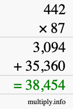 How to calculate 442 times 87 using long multiplication How to calculate 442 times 87 using long multiplication
