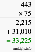 How to calculate 443 times 75 using long multiplication How to calculate 443 times 75 using long multiplication