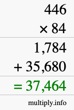 How to calculate 446 times 84 using long multiplication