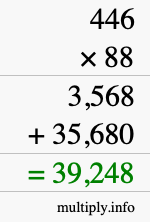 How to calculate 446 times 88 using long multiplication