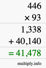 How to calculate 446 times 93 using long multiplication How to calculate 446 times 93 using long multiplication