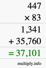 How to calculate 447 times 83 using long multiplication How to calculate 447 times 83 using long multiplication