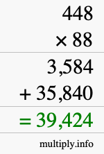 How to calculate 448 times 88 using long multiplication