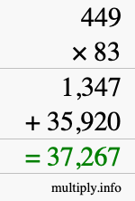How to calculate 449 times 83 using long multiplication How to calculate 449 times 83 using long multiplication