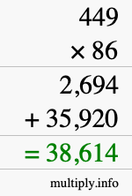 How to calculate 449 times 86 using long multiplication How to calculate 449 times 86 using long multiplication