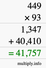 How to calculate 449 times 93 using long multiplication