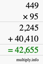 How to calculate 449 times 95 using long multiplication How to calculate 449 times 95 using long multiplication