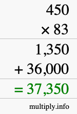 How to calculate 450 times 83 using long multiplication How to calculate 450 times 83 using long multiplication