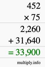 How to calculate 452 times 75 using long multiplication How to calculate 452 times 75 using long multiplication