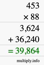 How to calculate 453 times 88 using long multiplication