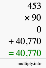 How to calculate 453 times 90 using long multiplication