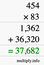 How to calculate 454 times 83 using long multiplication How to calculate 454 times 83 using long multiplication