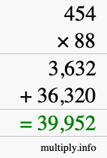 How to calculate 454 times 88 using long multiplication