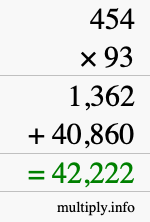 How to calculate 454 times 93 using long multiplication How to calculate 454 times 93 using long multiplication