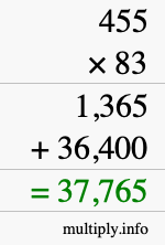 How to calculate 455 times 83 using long multiplication