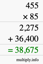 How to calculate 455 times 85 using long multiplication How to calculate 455 times 85 using long multiplication
