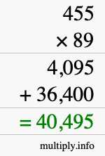 How to calculate 455 times 89 using long multiplication How to calculate 455 times 89 using long multiplication