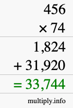 How to calculate 456 times 74 using long multiplication