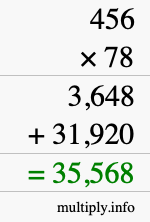 How to calculate 456 times 78 using long multiplication